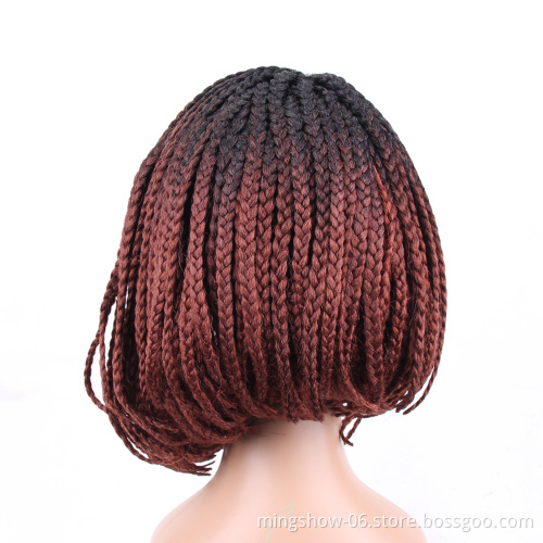 Synthetic Braided Box Braids Wig For Black African Women High Temperature Fiber Cosplay Style Short Bob Wigs